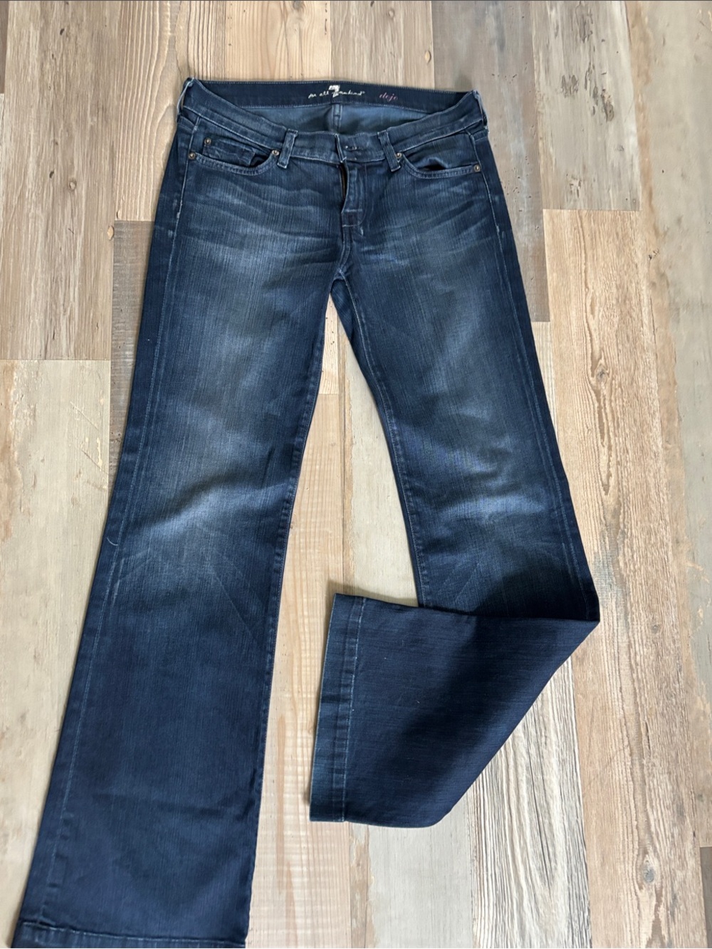 7 For All Mankind Women's Dark Blue Wide Leg Jeans